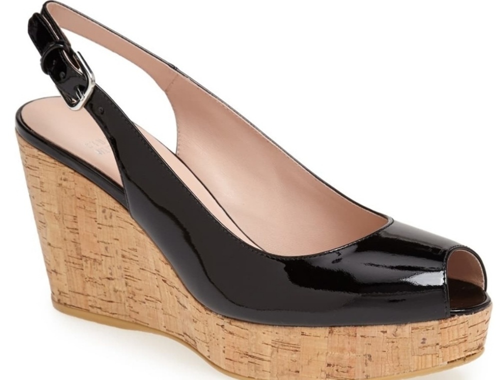 Stuart Weitzman Jean Black Patent Slingback